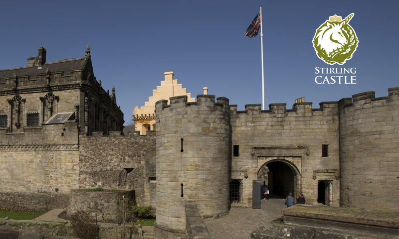 Stirling Castle exterior with logo
