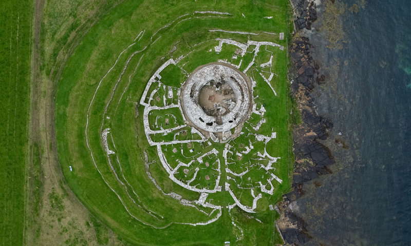 Aerial image of the Broch of Gurness on Orkney
